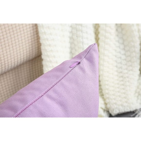 TangDepot Cotton Solid Throw Pillow Covers, 18" x 18" , Light Purple Lavender - Picture 2 of 6